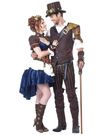 Fato de casal Steampunk retro futurista para adulto