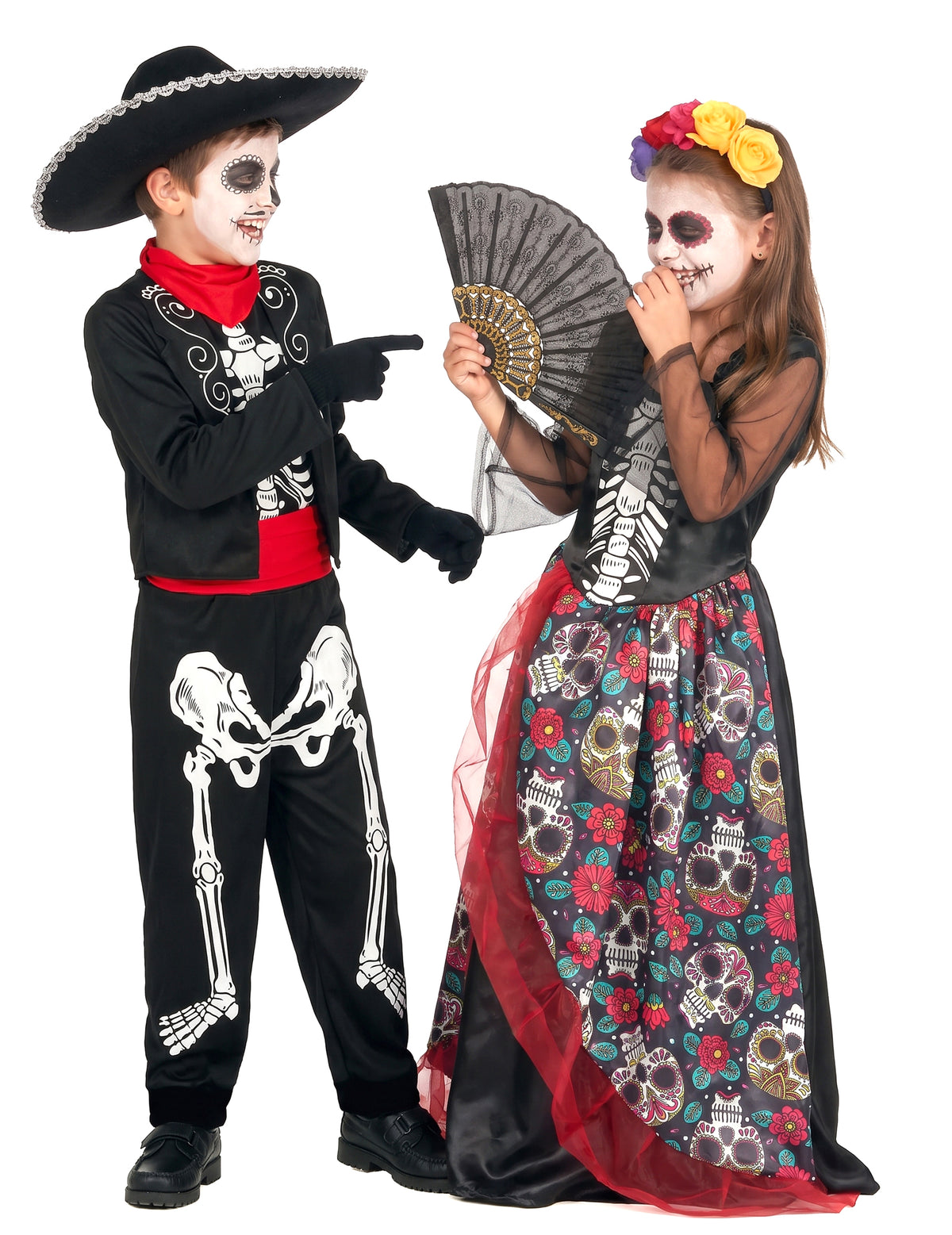 Fato de casal Dia de los Muertos mexicano para criança