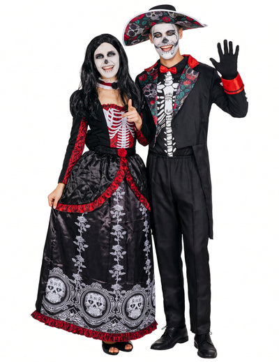 Fato de casal esqueleto Dia de los Muertos para adulto