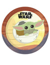 Assiettes en carton Bébé Yoda The Mandalorian beige et marron avec logo Star Wars