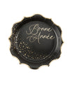 Assiettes en carton Bonne année noires et or