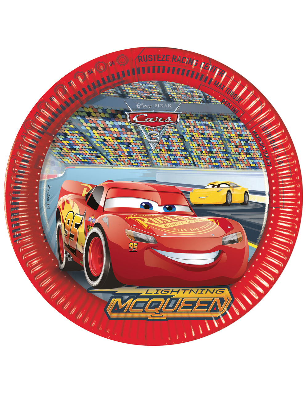 Assiettes en carton Cars 3 pour enfant rouges avec Flash McQueen