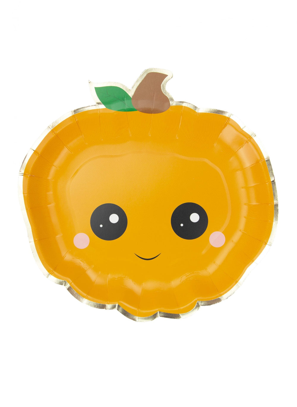 Assiettes en carton citrouille sweety pour fête orange avec bordure dorée