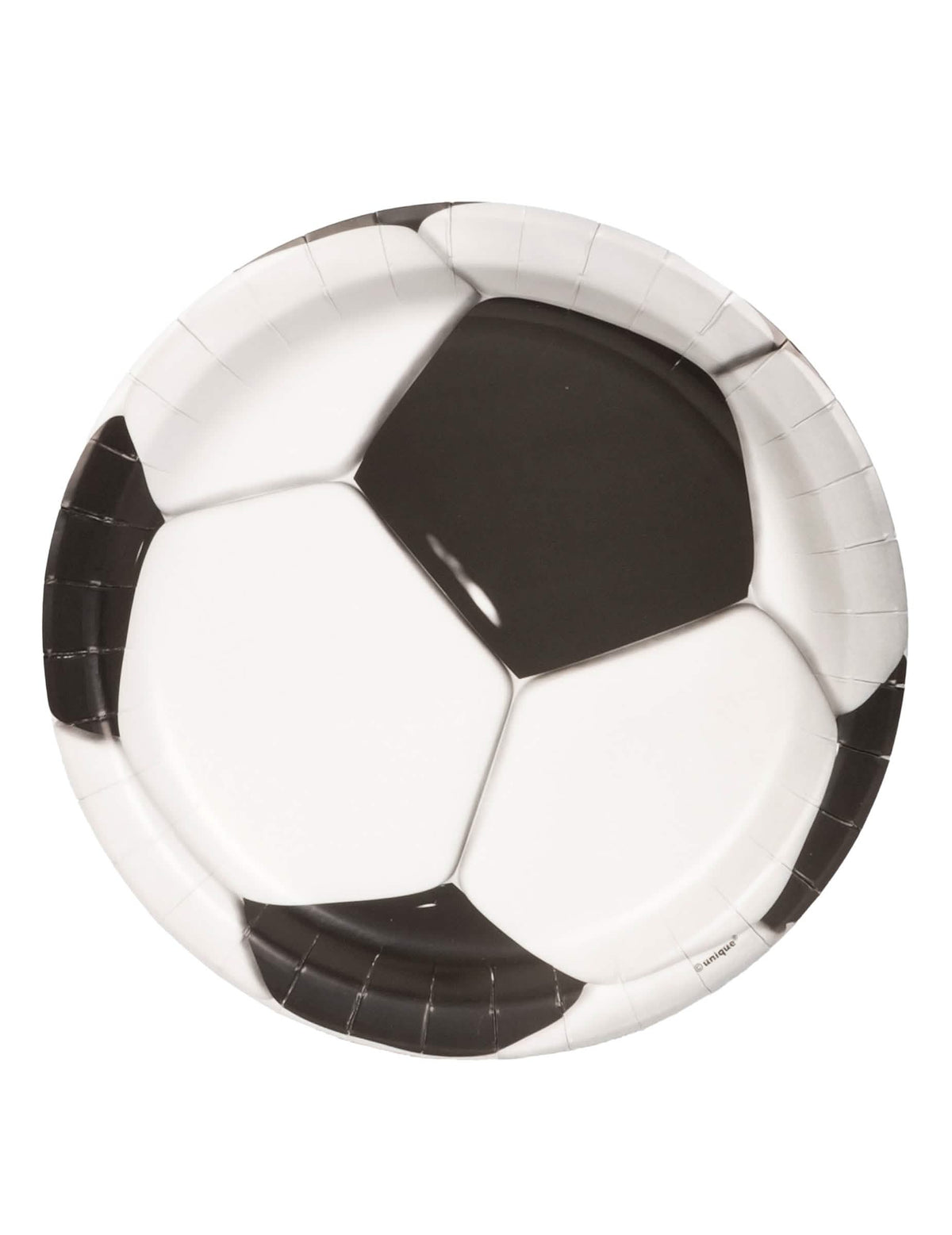 pratos de cartão de futebol bola black and white com efeito 3D