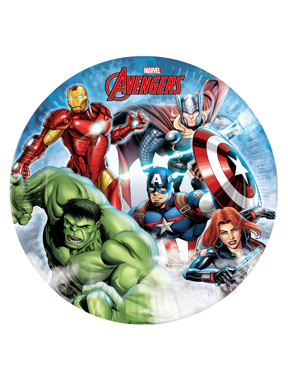 Assiettes en carton Avengers Mighty multicolores avec Hulk et Iron Man