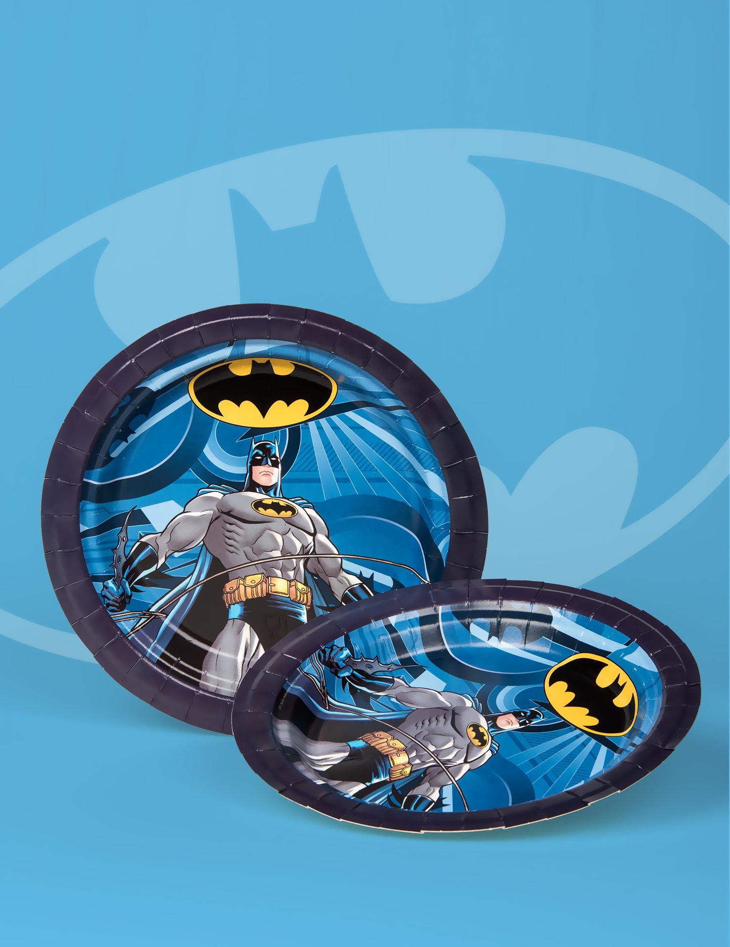 Vue d'ensemble des assiettes en carton Batman