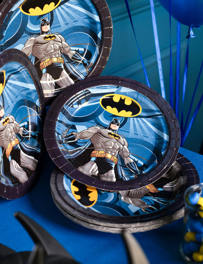Détail de l'illustration des assiettes en carton Batman
