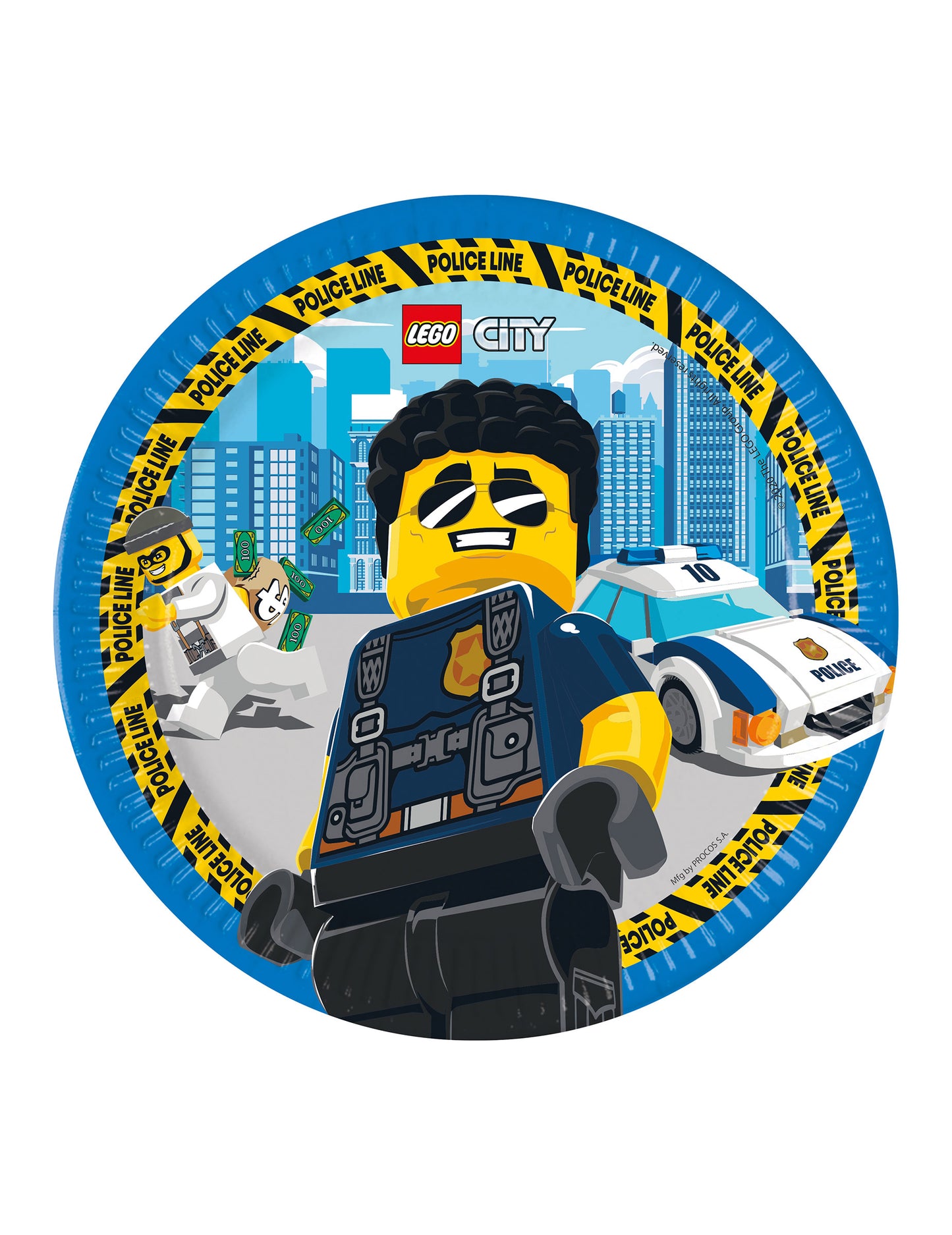 Assiettes en carton FSC Lego City pour enfant bleues avec motif policier