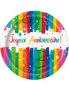 Assiettes en carton Joyeux anniversaire pour table de fête multicolores