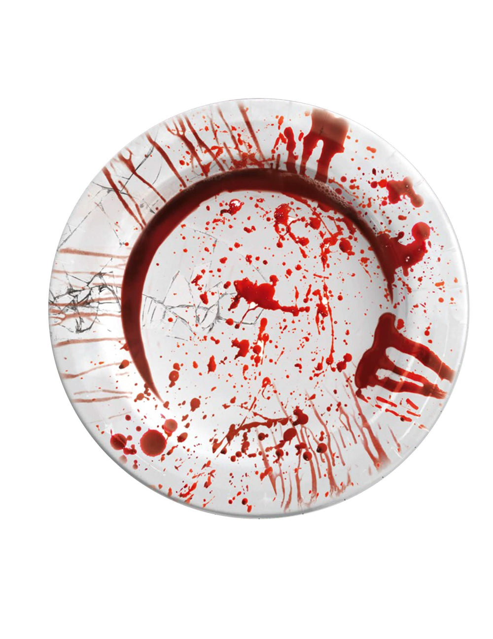 Detalhe das manchas de sangue dos pratos de cartão halloween ensanguentado