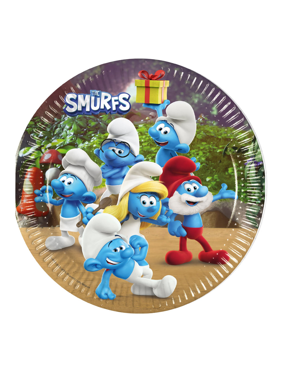 Assiettes en carton Schtroumpf pour fête multicolores avec personnages