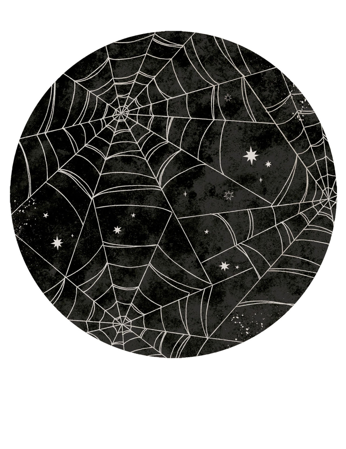 Assiettes en carton toile d'araignée pour Halloween noir et blanc avec étoiles