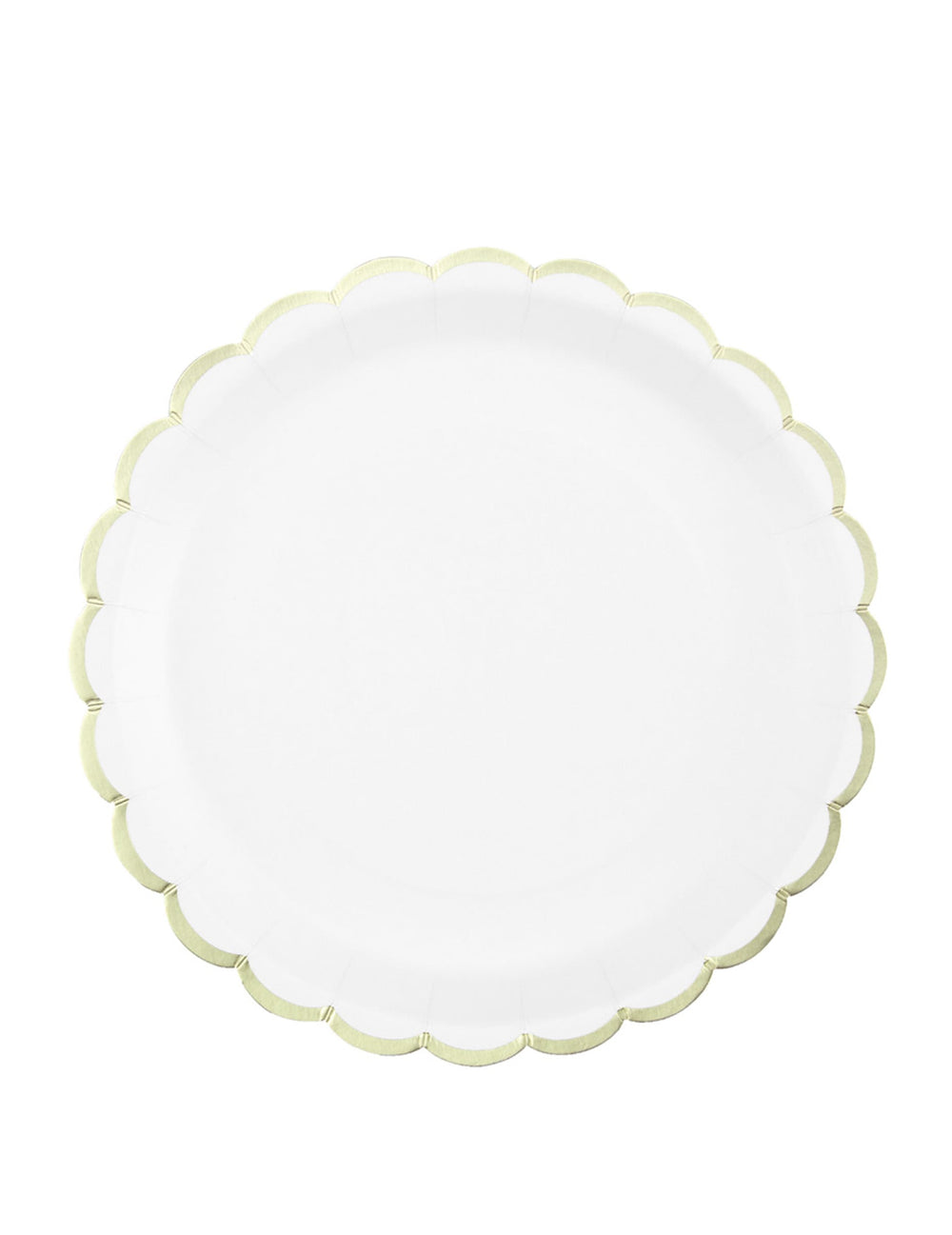 Assiettes en carton festonnées pour fête blanches et or