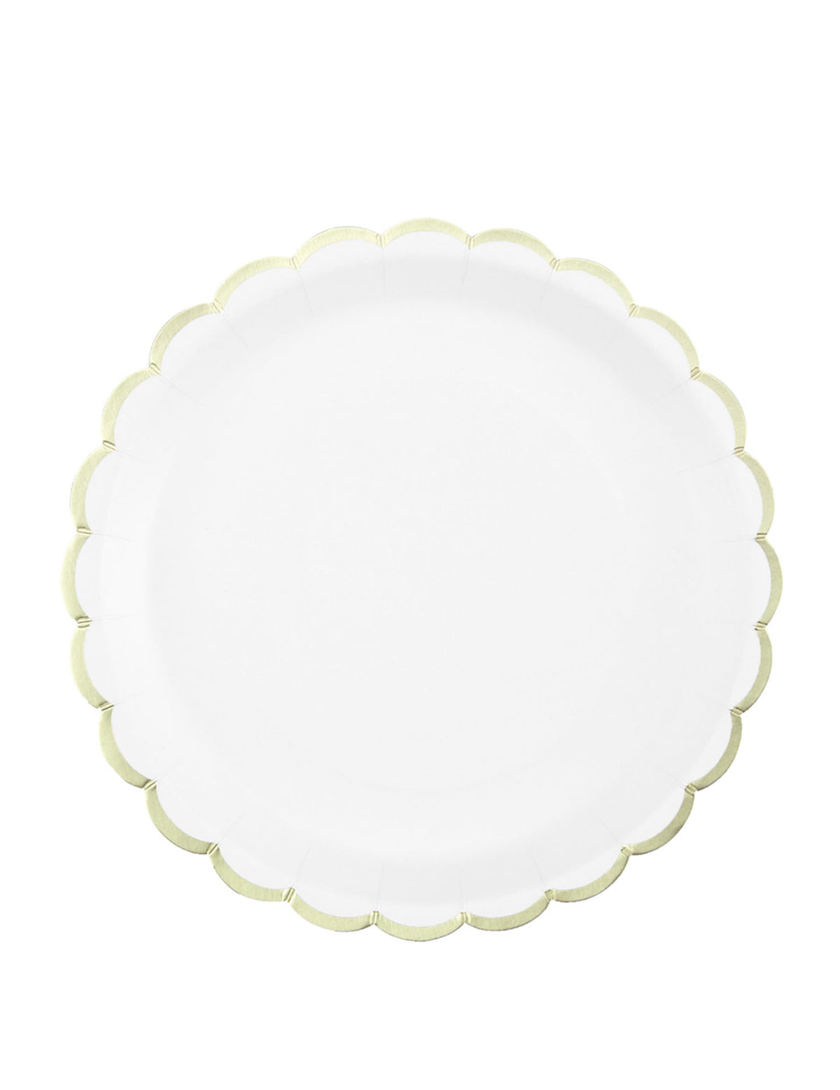 Assiettes en carton festonnées pour fête blanches et or