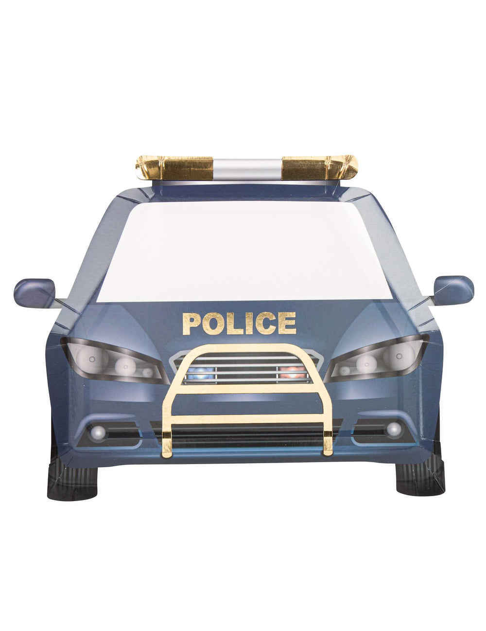 Assiettes en carton police marine et or en forme de voiture