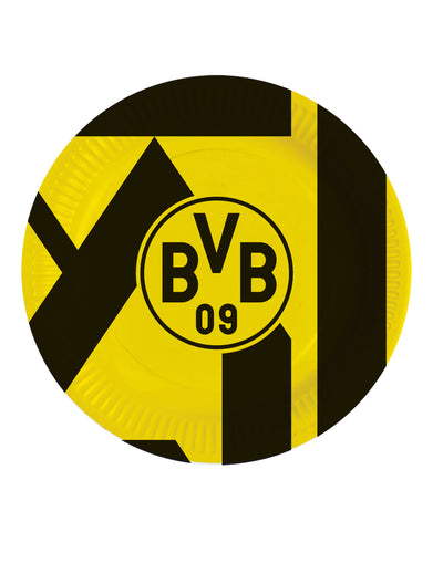 8 Pratos de papel redondos Borussia Dortmund 23 cm	