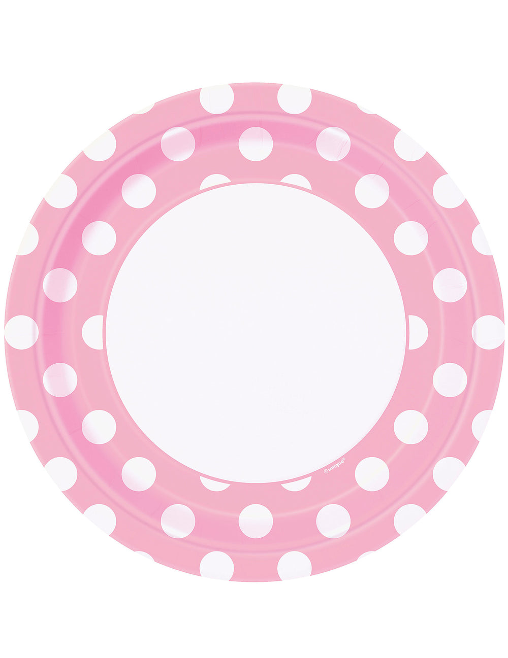 8 assiettes à pois blancs rose clair en carton