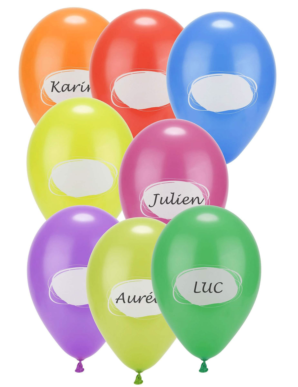 balões de látex personalizáveis para festa multicoloridos com zona de escrita