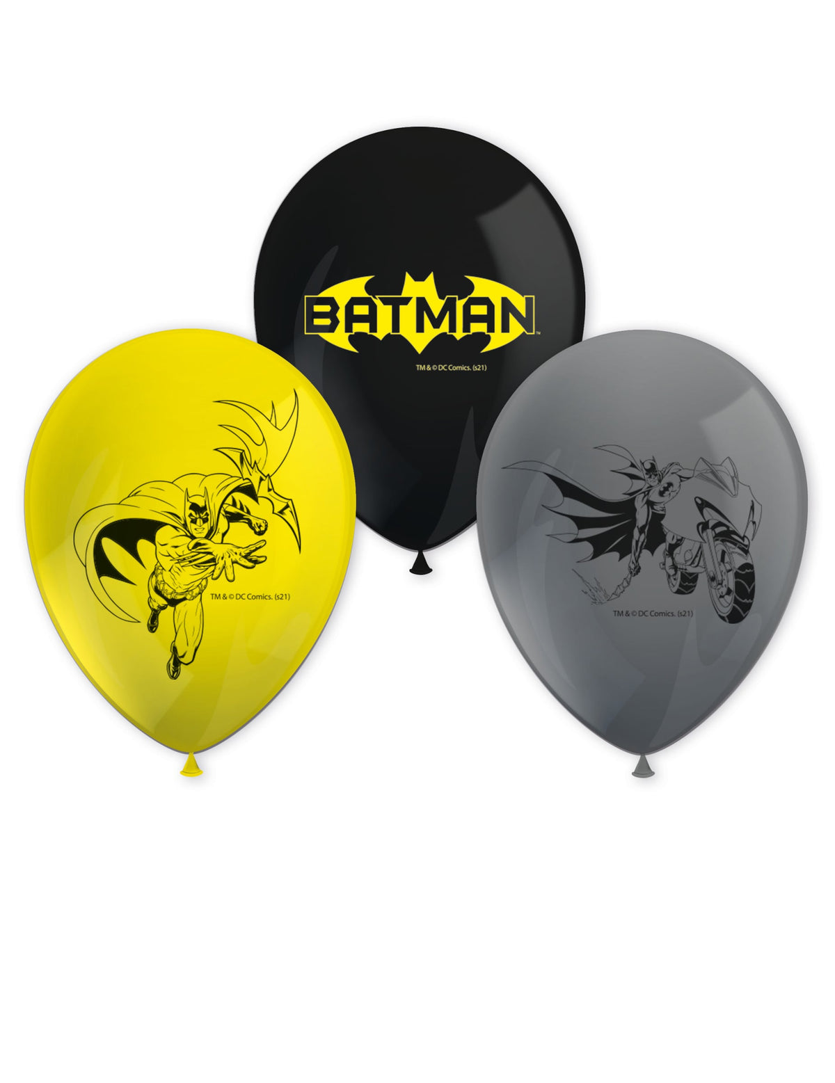 Ballons en latex Batman pour enfant jaune noir et gris