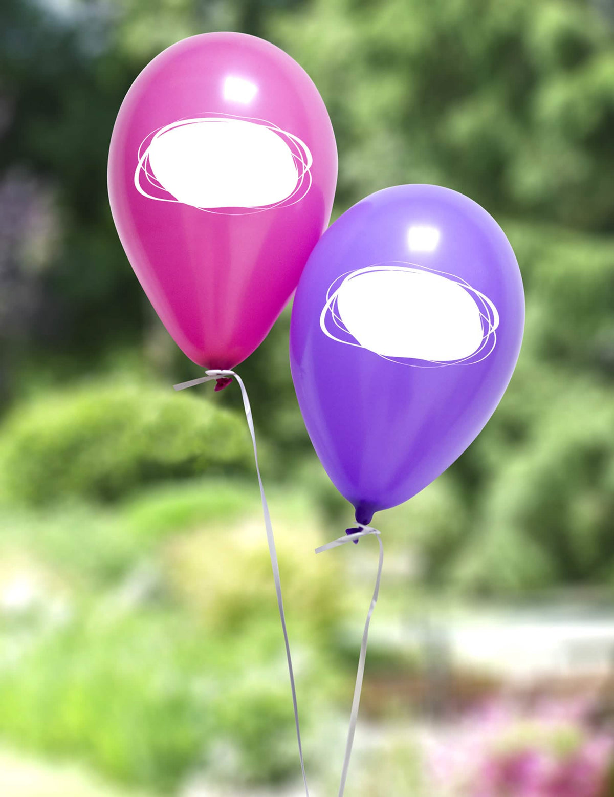 Detalhe dos balões cor de rosa e roxo dos balões de látex para personalizar para festa
