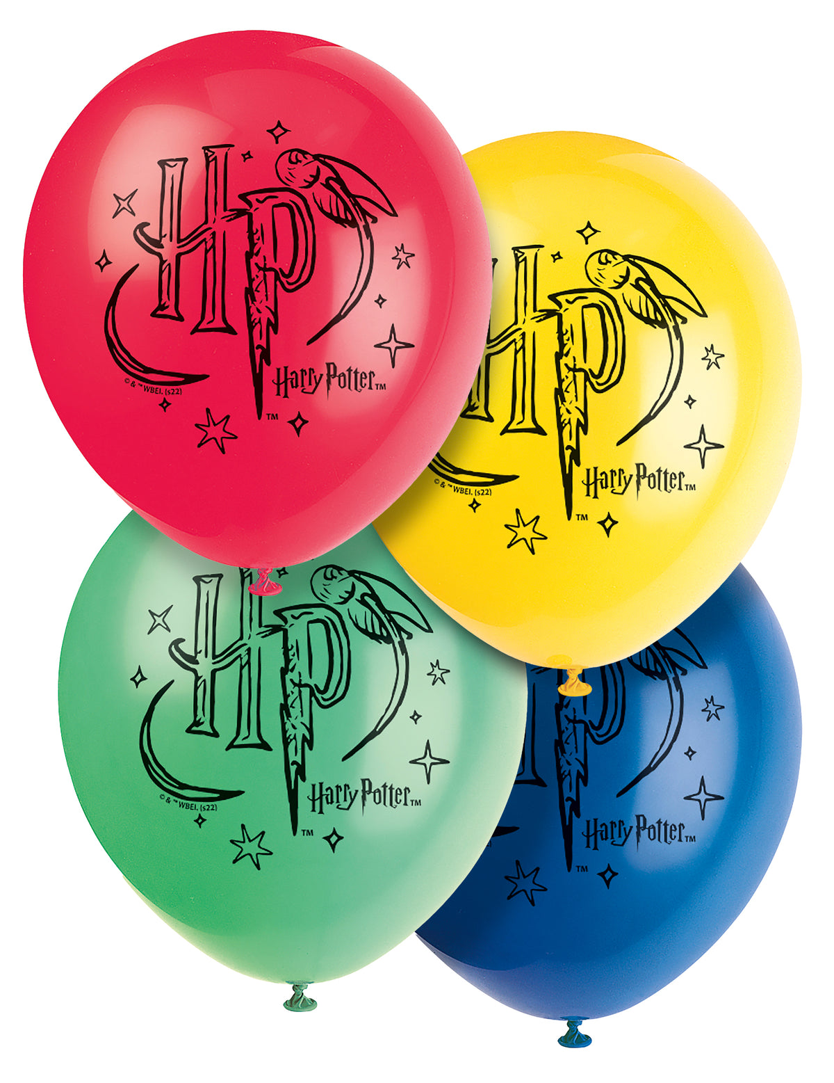 Ballons en latex Harry Potter multicolores rouge jaune vert et bleu