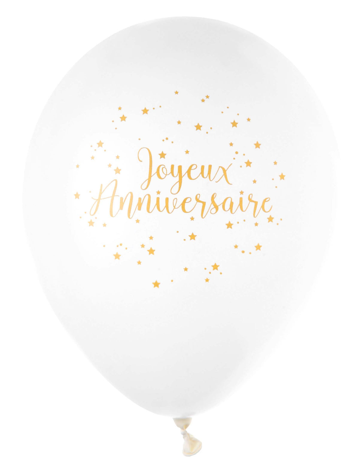 Balão de látex Feliz aniversário branco e dourado metalizado