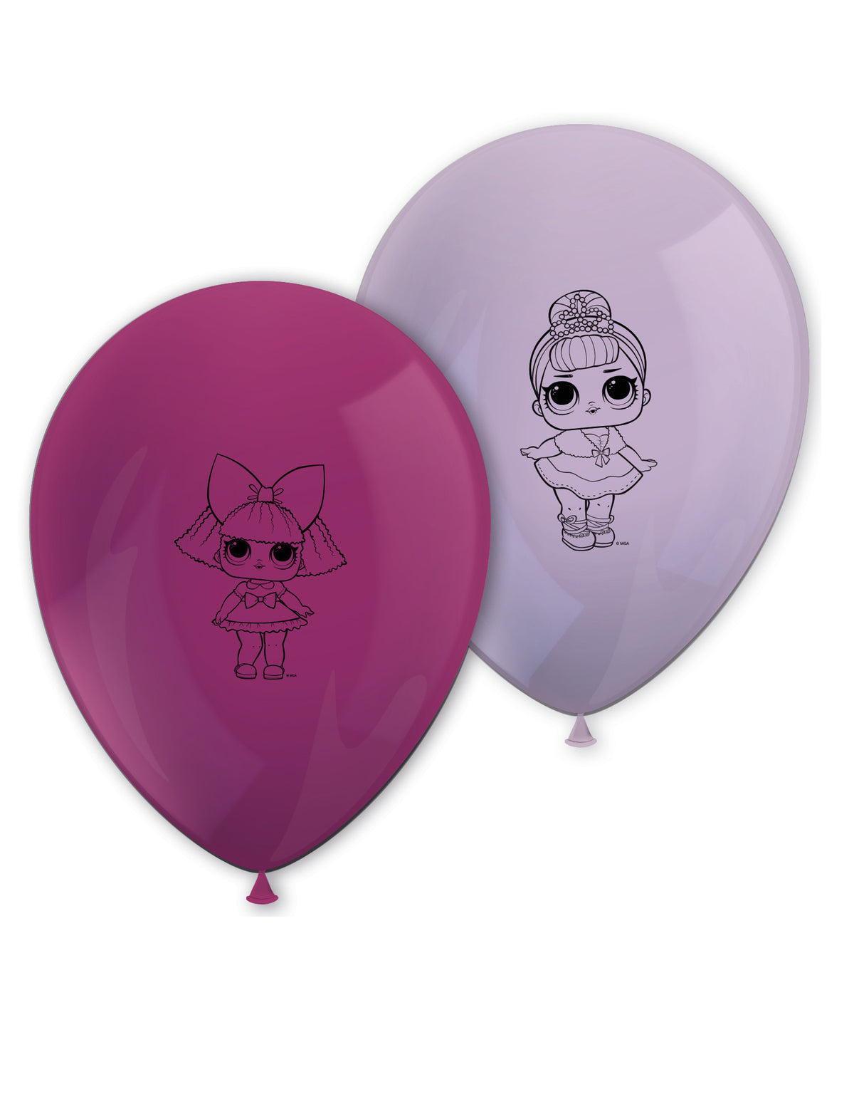 Ballons en latex LOL Surprise pour enfant roses et mauves