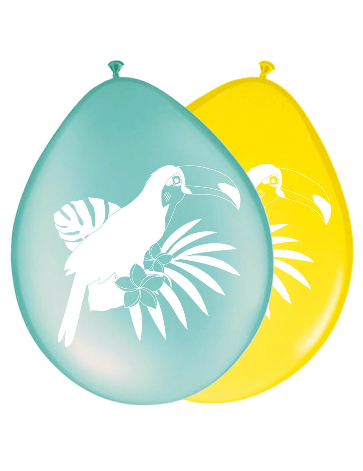 balões em látex toucan para decoração tropical amarelo e azul