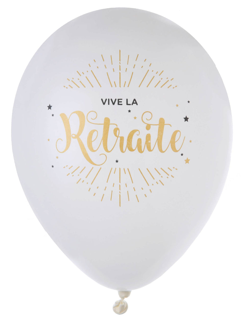balões em látex Viva a reforma para decoração branco e dourado metalizado