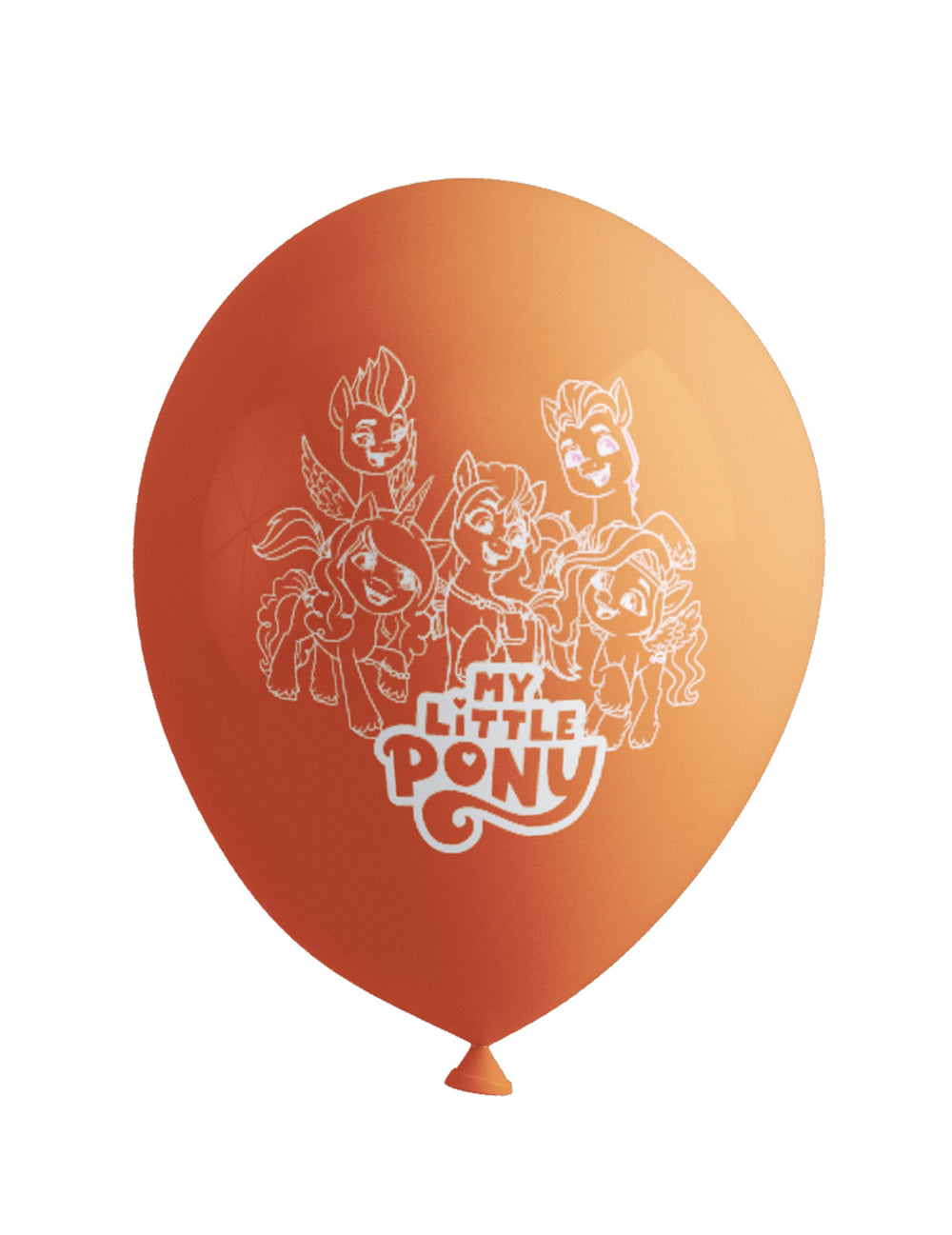 Gros plan sur le motif blanc du ballon orange des 8 ballons My Little Pony