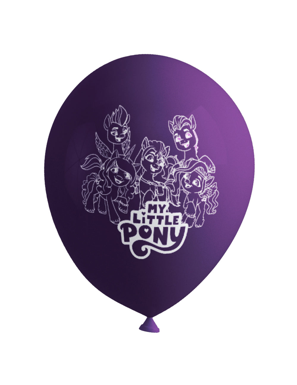 Gros plan sur le motif blanc du ballon violet des 8 ballons My Little Pony