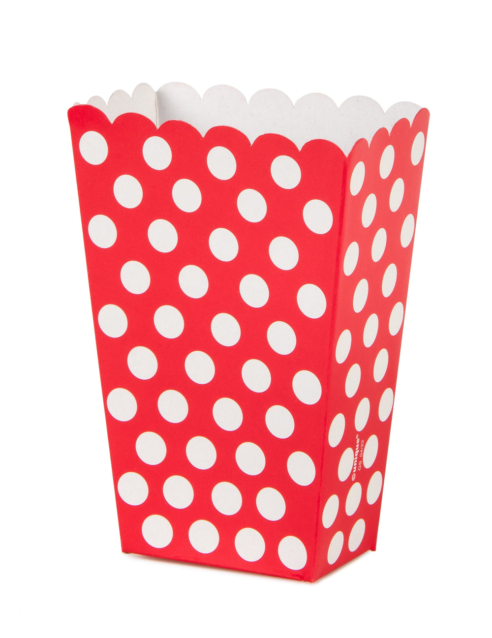 Boîte à pop corn rouge à pois blanc pour fête rouge et blanc en carton