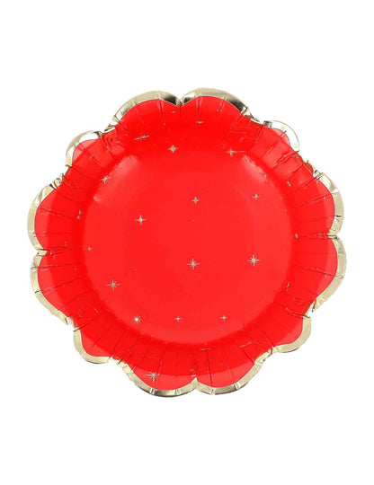 8 tigelas de Natal atemporal vermelho e dourado 13,5 cm