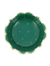8 tigelas de Natal atemporal verde-inglês e dourado 13,5 cm