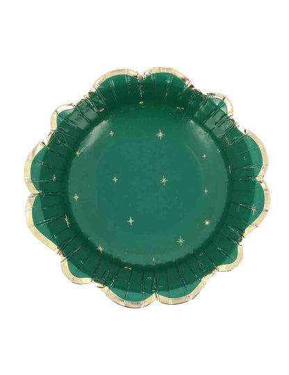 8 tigelas de Natal atemporal verde-inglês e dourado 13,5 cm