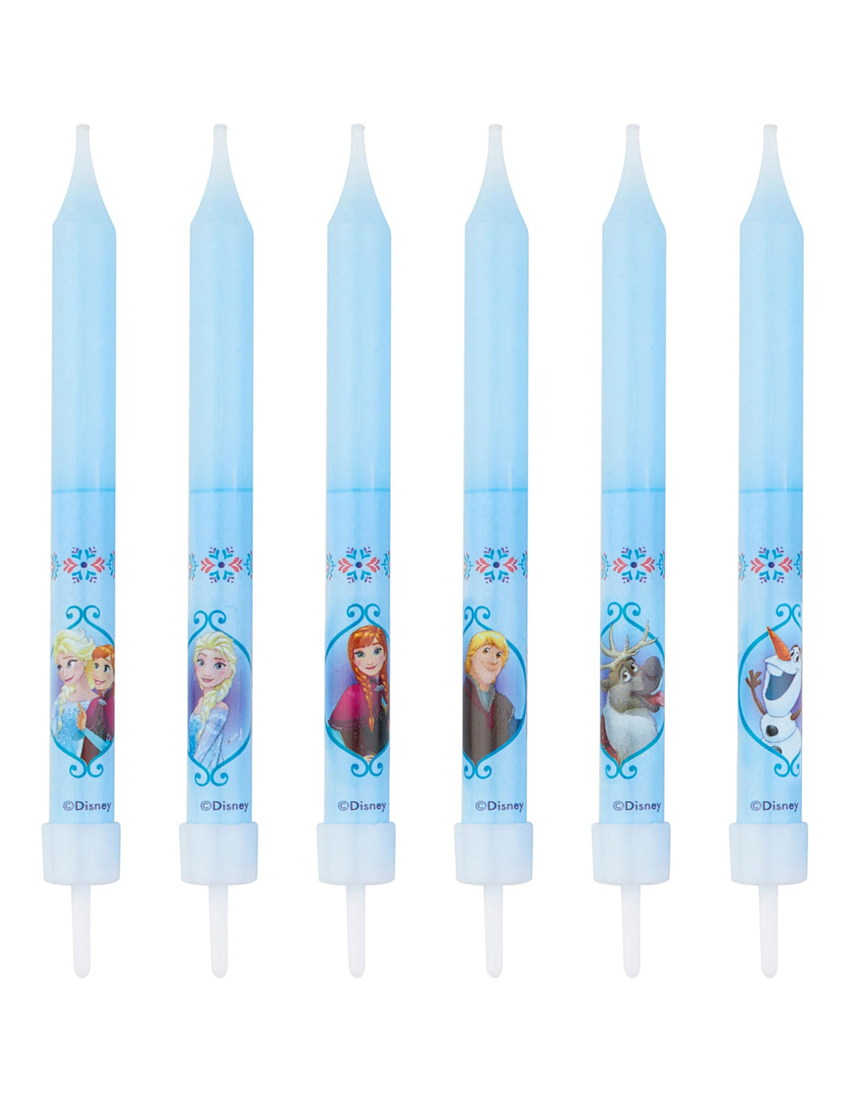 Bougies anniversaire La Reine des Neiges pour enfant bleu clair avec personnages