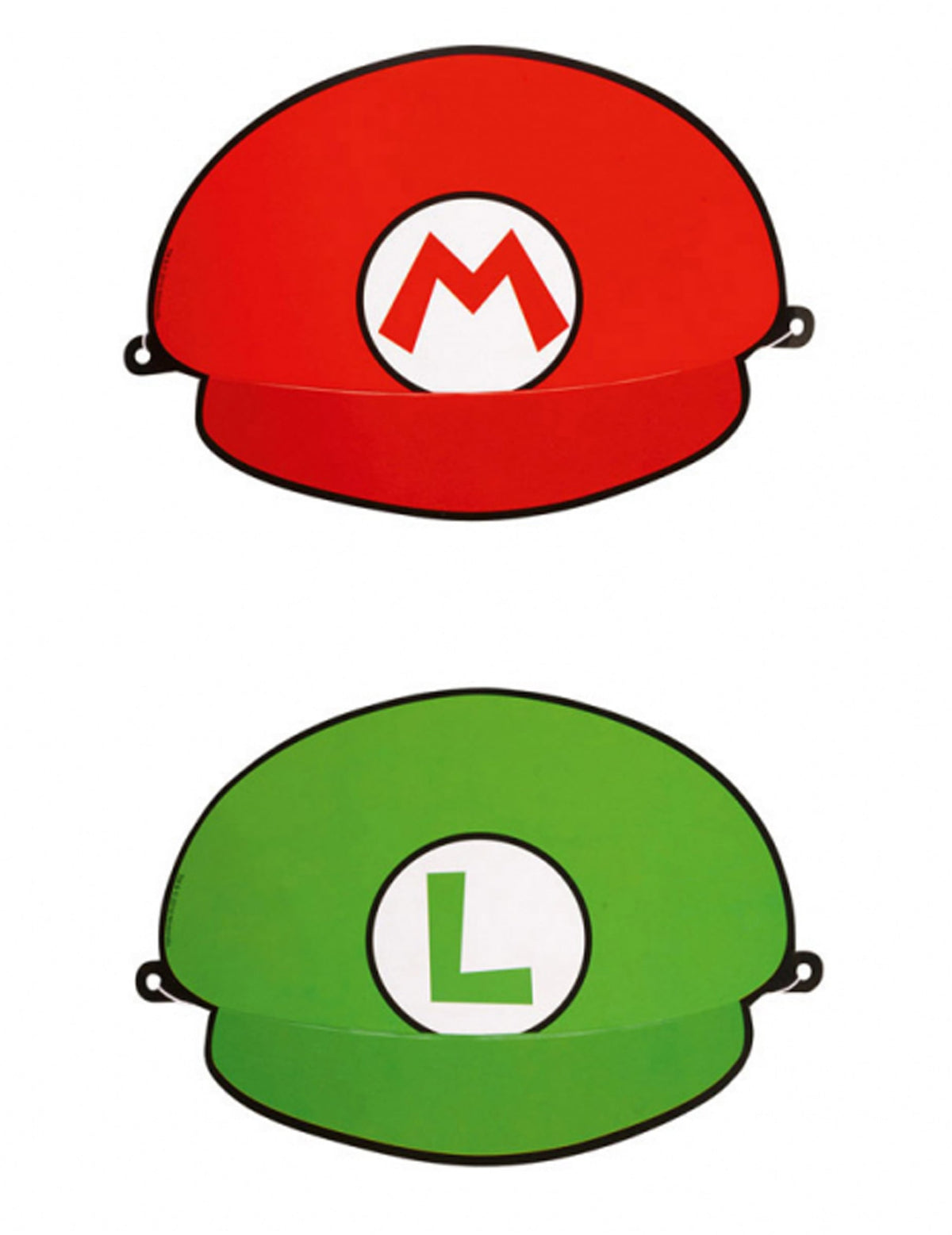 Chapeaux de fête Super Mario™ pour enfant modèles Mario et Luigi rouge et vert