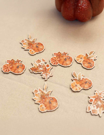 8 confetes Cottage Living de madeira terra queimada 4 a 5 cm