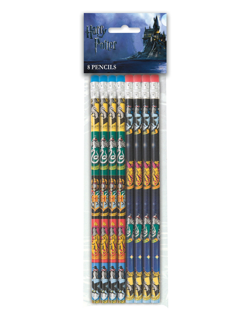 Vue de l'emballage des 8 crayons à papier Harry Potter