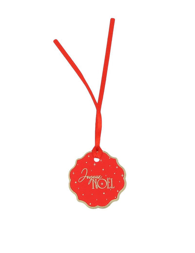 8 etiquetas Feliz Natal intemporal vermelho e dourado 4,5 cm