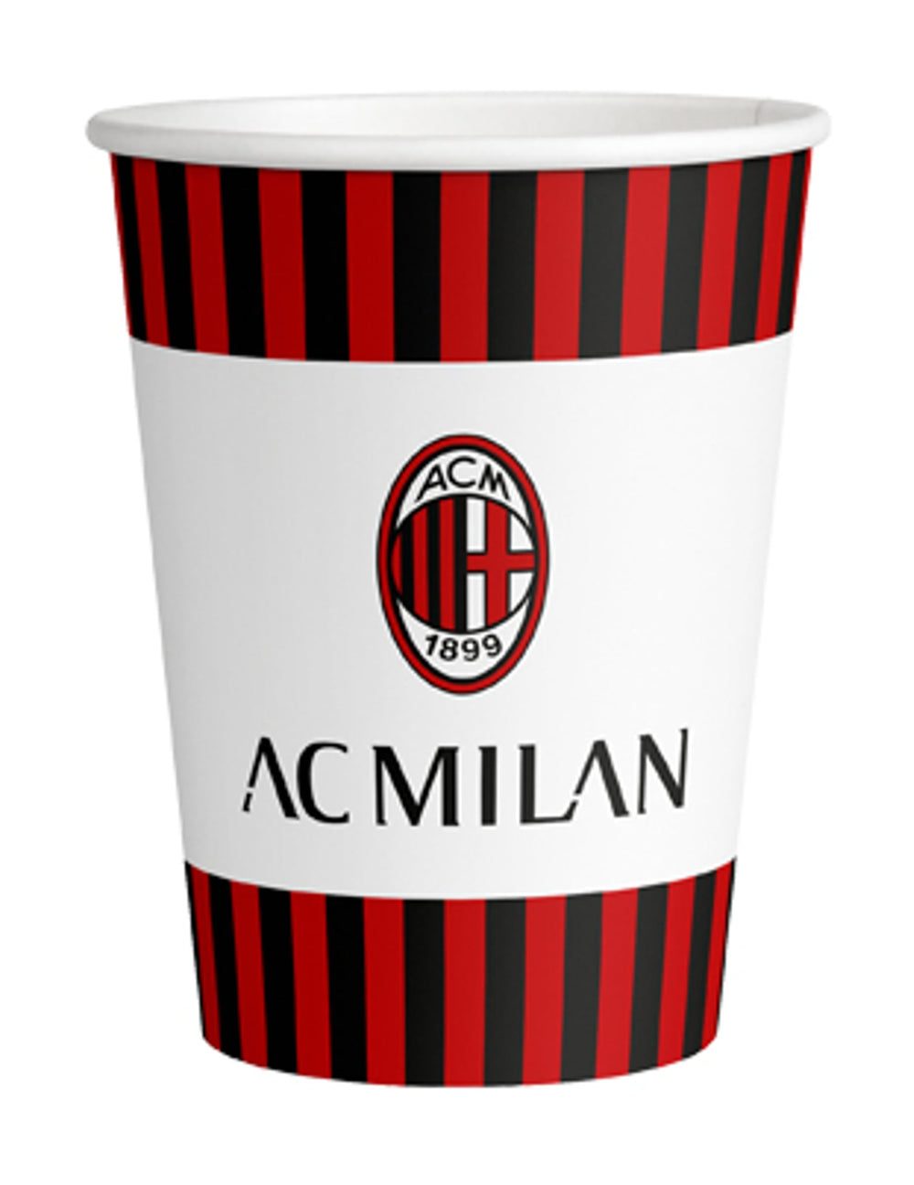 Gobelets en carton AC Milan pour fête rouge et noir avec logo