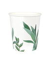 Gobelet en carton feuilles d'eucalyptus pour mariage blanc et vert