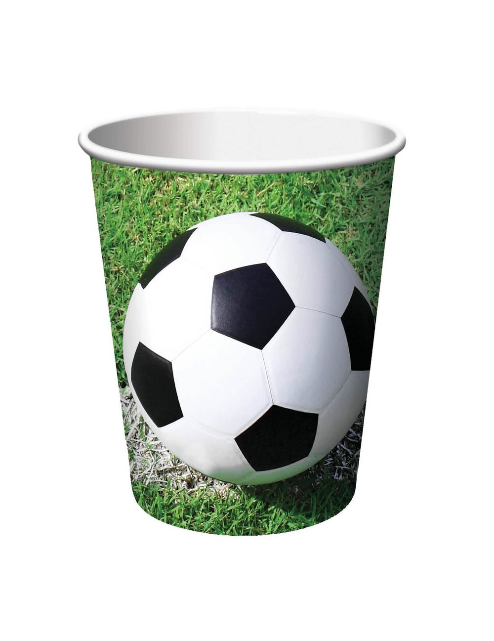 Copos de cartão de futebol para festa verdes e brancos com motivo de bola