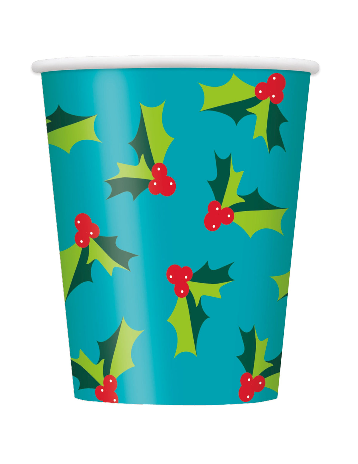 Gobelets en carton houx de Noël pour réveillon bleu