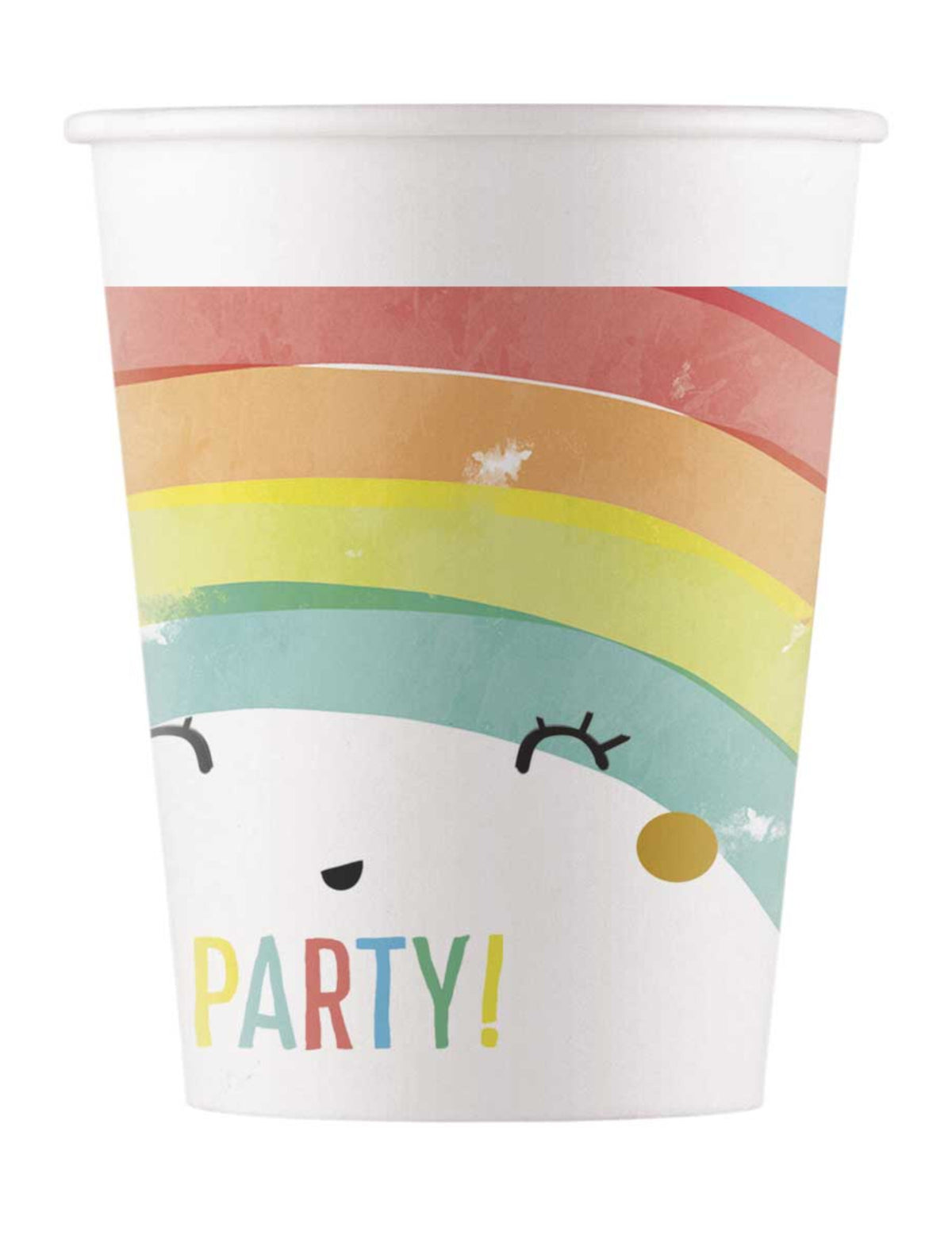 Gobelets en carton rainbow party pour fête arc-en-ciel multicolores