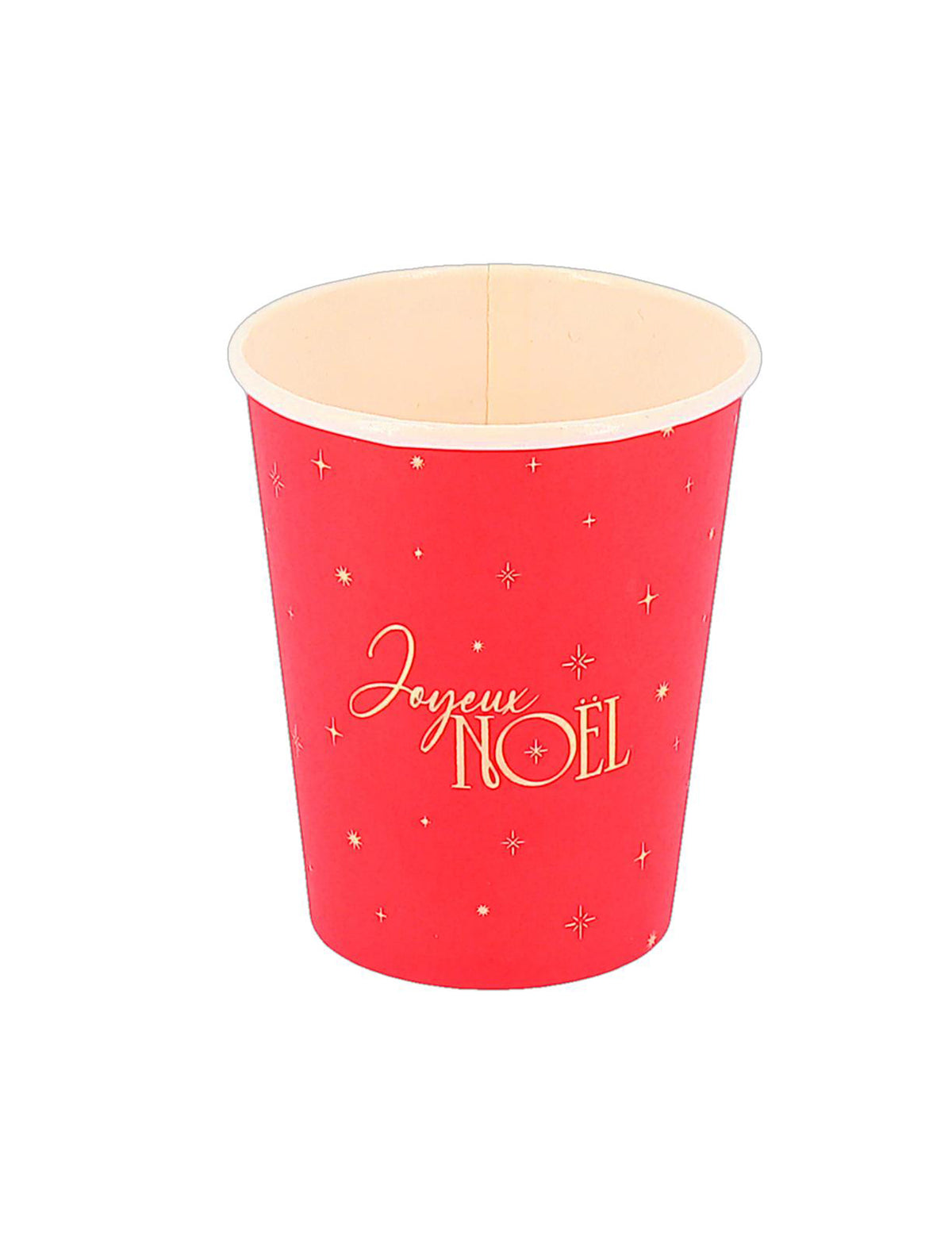 8 copos Feliz Natal intemporal vermelho e dourado 25,5 cl