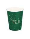 8 copos Feliz Natal intemporal verde inglês e dourado 25,5 cl