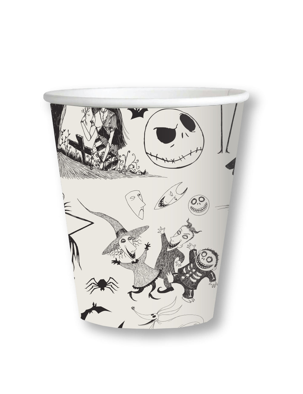 Gobelets L'étrange Noël de Mr Jack pour fête blanc et noir avec motifs personnages