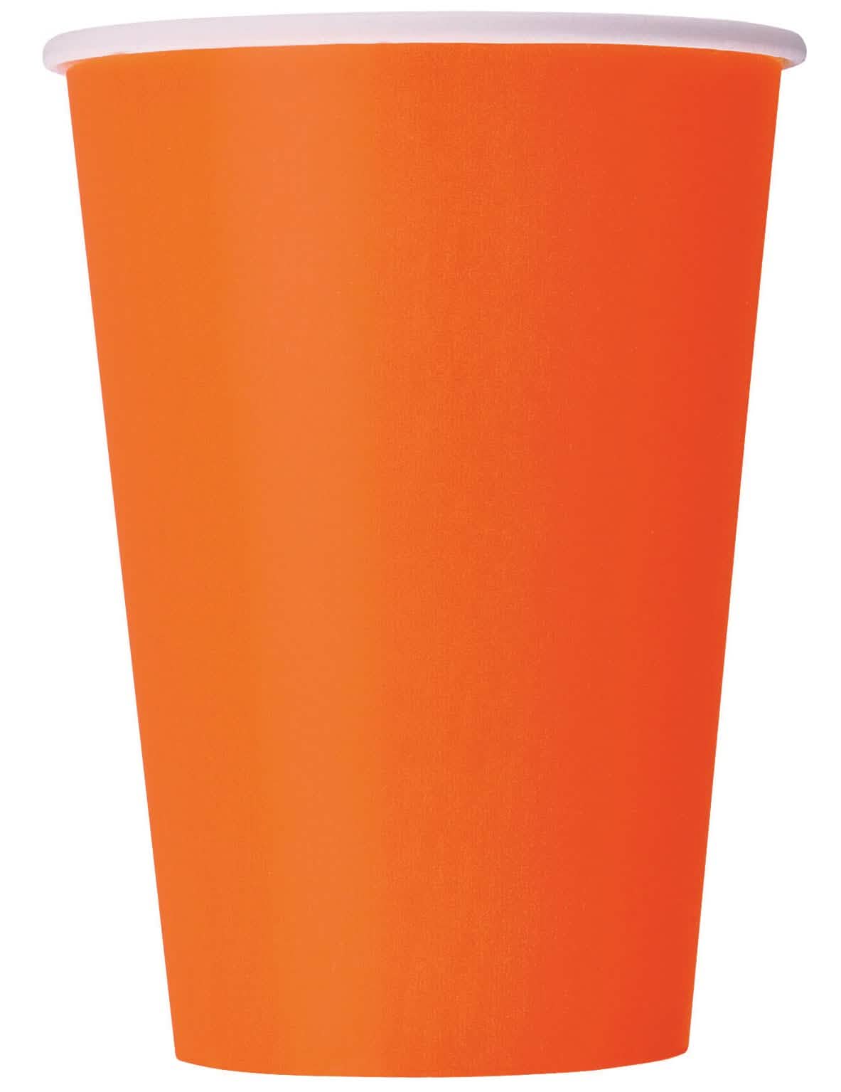 Copos de cartão cor de laranja para festa 210 ml