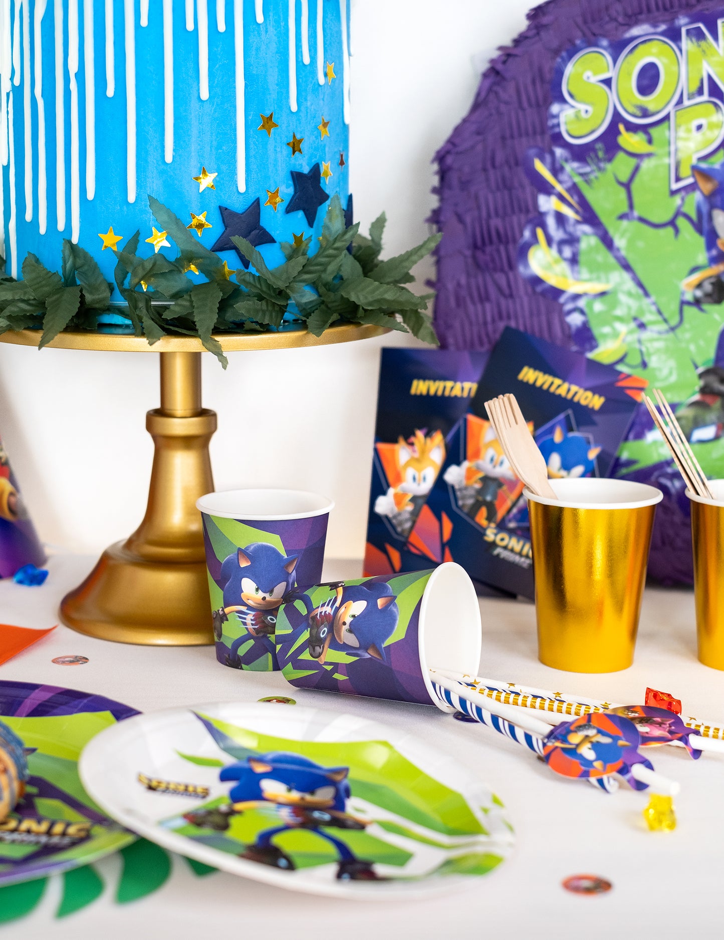 Décoration de table festive des gobelets Sonic Prime pour enfant